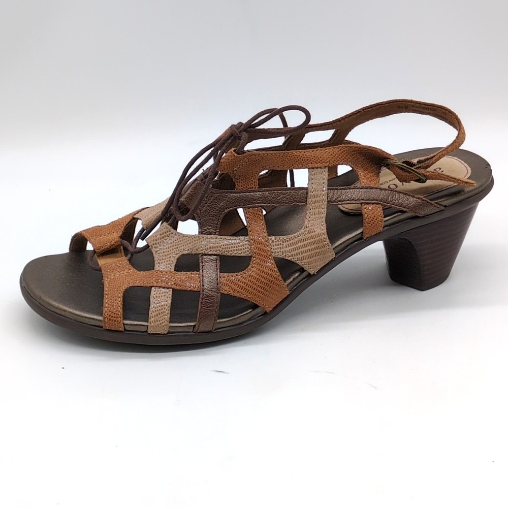 Aravon New Balance Shoes Womens Miranda Brown 11 Strappy Sandals Leather Dressy